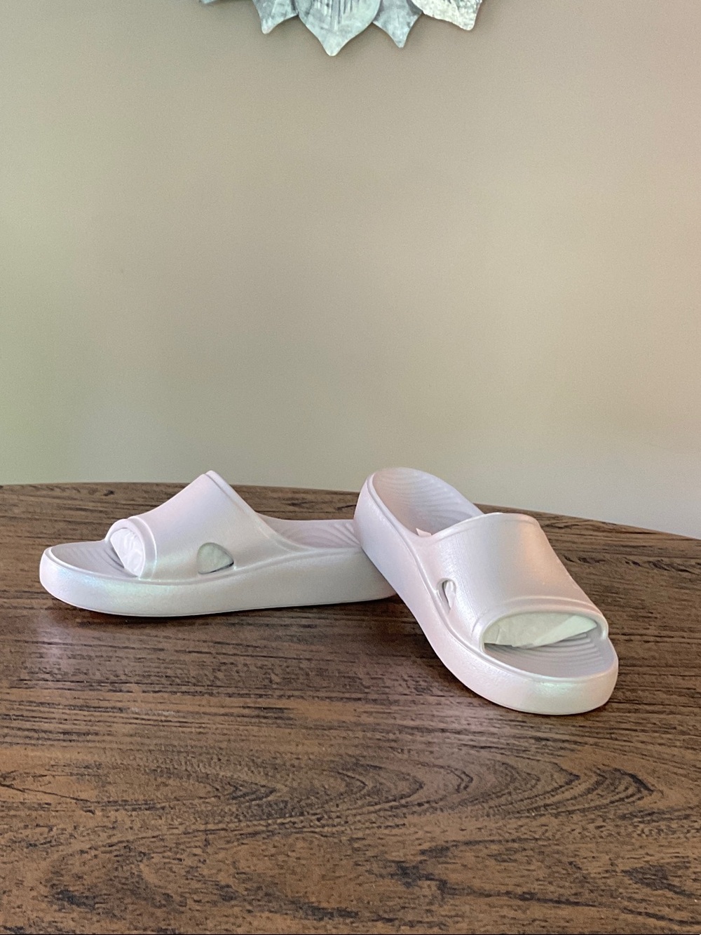 Ryka White Slide Platform Sandals